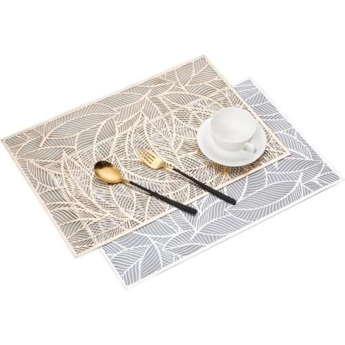 Rectangular Heat Insulation Placemat Nordic Style Hollow Table Mat Hotel Restaurant Dish Mat Leaf Decoration Mat