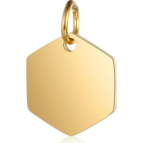 Stainless Steel High Mirror Polish Hexagon Pendant 15mm Blank Bar Charm Gold Color 200pcs
