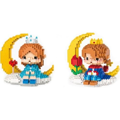 Educational mini building blocks toys 3D creatival Princess Prince figures for boys girls micro bricks diamond size puzzle gifts