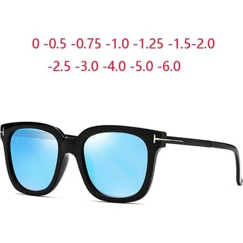 Anti-glare Nearsighted Sunglasses Men Polarized Colorful Myopia Lens Square Prescription Spectacles Diopter 0 -0.5 -0.75 To -6