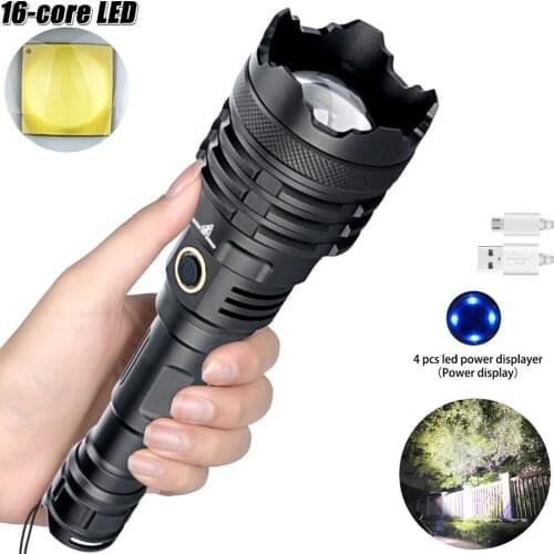 Brand New XHP160 Bright Light Flashlight 16 Core LED Telescopic Zoom With Power Bank Function Battery Display Flashlight