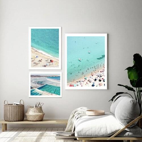 Modern Simple Home Decor Canvas Painting Holiday Fun Seascape Bondi Beach Art Print Poster Picture Wall Art For Living Room