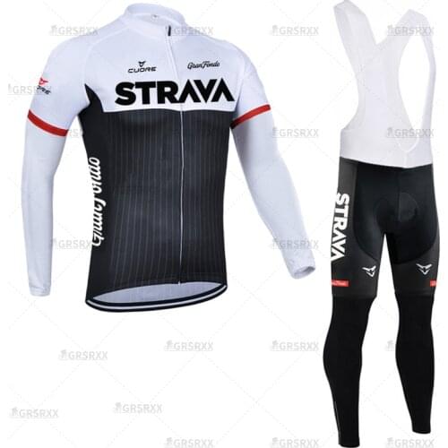 STRAVA Males' Cycling Jersey Set Anti-Shrink 2021 Autumn Profession MTB Cycling Shirts Bicycle Team Long Sleeve Bike jersey Suit