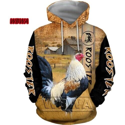 WBWA brand 3D printed cock hooded Harajuku clothing unisex hip hop summer street clothing style K02