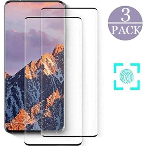 3Pcs Full Curved Edge Tempered Glass for Samsung Galaxy S20 Plus Ultra Screen Protector S20 S10 S10e Note 10 Pro Protective
