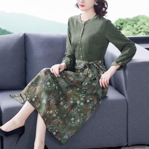 2021 Spring Casual Floral Cotton Linen Midi Dress Autumn New Vintage Beach Patchwork Dress Women Elegant Bodycon Party Vestidos