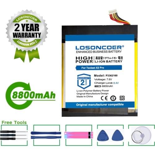 100% Original LOSONCOER 8800mAh P3362160 Tablet Battery For Teclast X2 Pro Plus Tablet PC