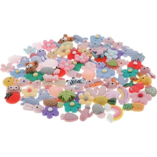 100PC MIX Kawaii CABOCHONS Resin Flat Back Embellishments For DIY Crafts
