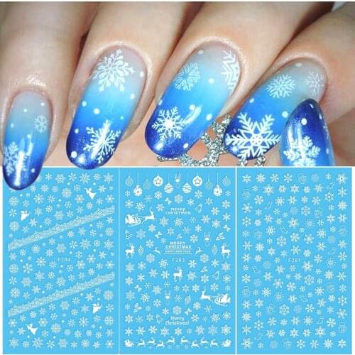 1 Pcs 3D Nail Sticker Christmas Theme Pattern Mixed Deer/Snowflake Image Tips Nail DIY Decoration Sticker Decal LAF281-284