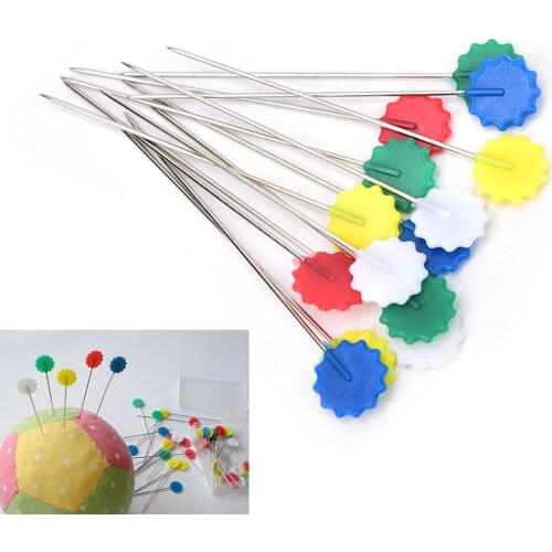50Pcs/box Home Arts Crafts Flower Button Head Pins Multi-Color Patchwork Pins with Box Sewing Accessories Quilting Tool