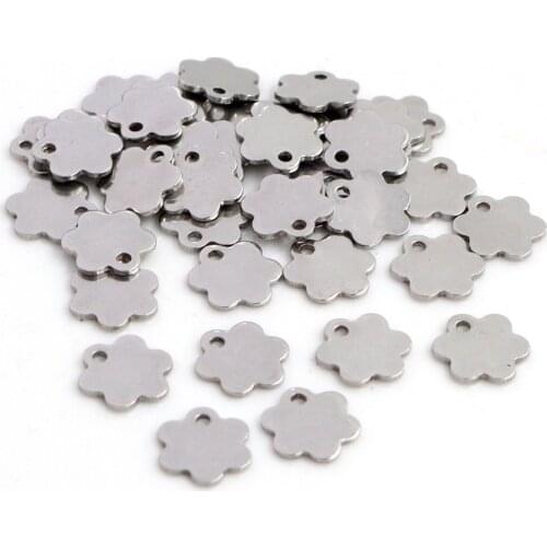50pc/lot 8mm No Fade Charms 316 Stainless Steel Six leaf grass Charms for necklace pendant charms diy jewelry making-R8-50
