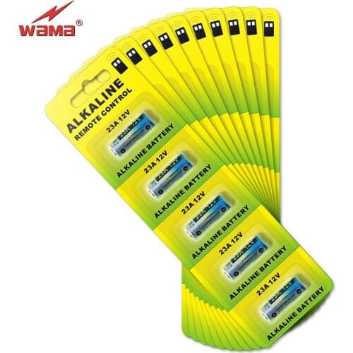 50pcs/10pack Wama Alkaline 12V 23A Primary Dry Batteries 21/23 23GA A23 A-23 RV08 55mAh Alarm Car Remote Toys Battery Drop Ship