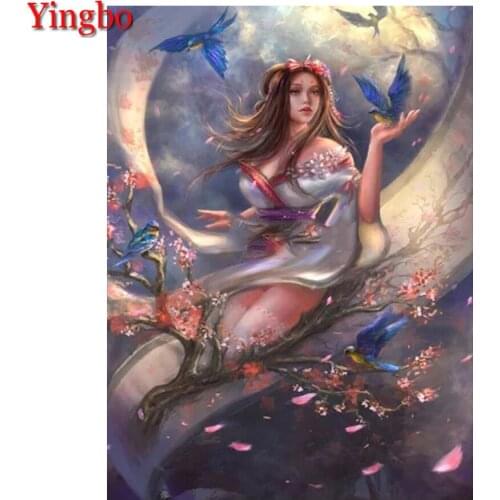 Yingbo Diamond Painting 5d fairy girl fantasy art Embroidery Rhinestone Diamond Art Wall Art Needlework Gift Handmade Home Decor