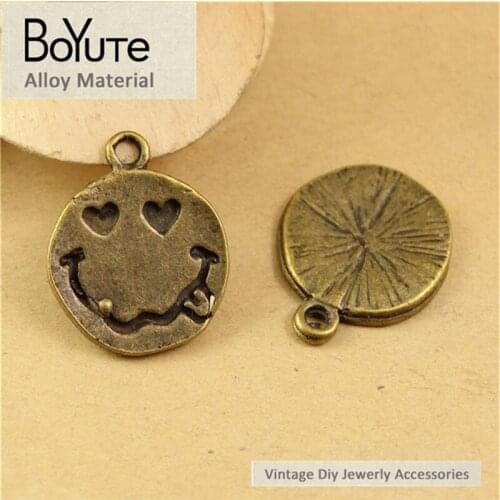 BoYuTe (60 Pieces /lot) 16MM Fashion Antique Bronze Plated Zinc Alloy Make Face Diy Charms Pendants for Jewelry Making Findings