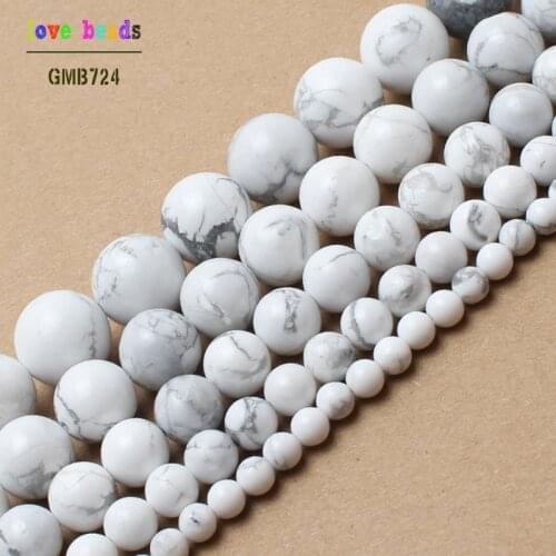 Natural Stone Beads White Howlite Truquoises Round Loose Beads For Jewelry Making 15.5inch Pick Size 4 6 8 10 12 14mm -F00043