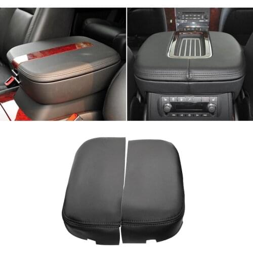Center Armrest Leather Cover For Cadillac Escalade 2007 2008 2009 2010 2011 Car Central Armrest Box Skin Cover Sticker Trim