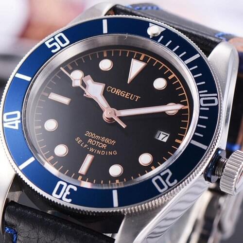 Men Watches Luxury Corgeut Brand Automatic Mechanical watch Clock Sapphire Leather Male Sport Swim Waterproof Man Wristwatch