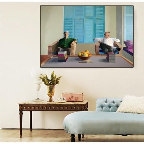 Citon Canvas David Hockney《1968Christopher Isherwood and Don Bachardy》Art Oil painting Picture Modern Wall decor Home Decoration