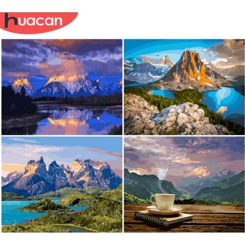 HUACAN Painting By Number Mountain Drawing On Canvas HandPainted Paint Art Gift DIY Pictures By Number Scenery Kits Home Decor