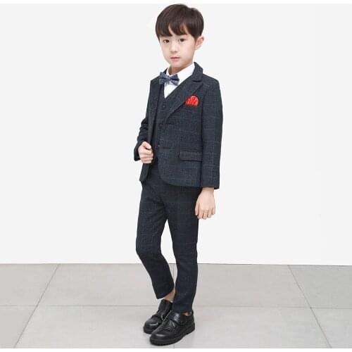 2021 Autumn and Winter New Boys Blazer Suits Student Catwalk Shows Baby Boys Plus Cashmere Birthday Wedding Blazer Sets 2-12Y