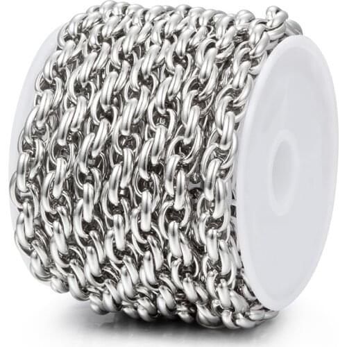 Width 6mm Stainless Steel Twist Chains For DIY Necklace Bracelet Making Jewelry Findings Smooth Link Chain 1 Meter Wholesale