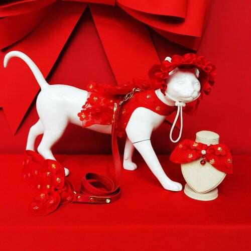 Handmade Pet Dog Wedding Dress Lace&Bow Cat Puppy Princess Dresses Party Apparel