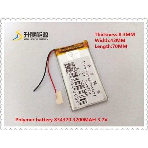 Best battery brand Size 834370 3.7V 3200mah Lithium polymer Battery with Protection Board For PDA Tablet PCs Digital Products Fr