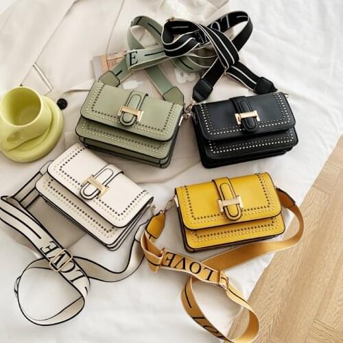 Wriufred Fashion messenger bag womens single shoulder bag exquisite rivet small square bag crossbody mobile phone handbag