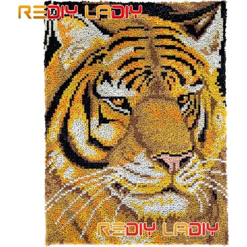 Latch Hook Kits King of Beast DIY Carpet Rug Needlework Plush Wall Hanging Chunky Yarn Art Crocheted Floor Mat Hobby & Crafts