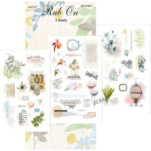 2021 New Summer 3 Sheets Vintage Flowers Plants Rub On Stickers for Scrapbooking DIY Projects/Photo Album/Card Making Crafts