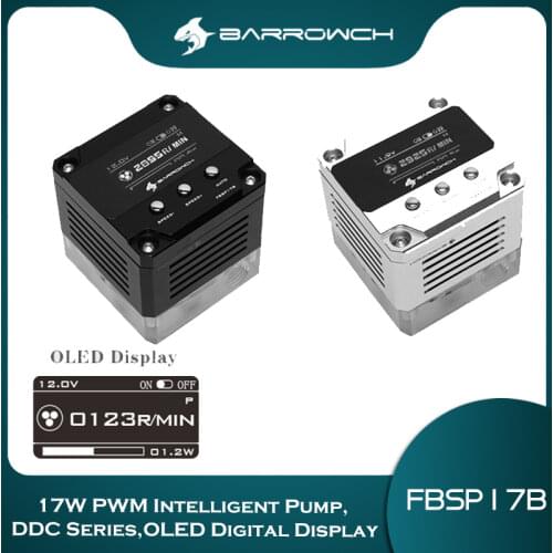 Barrowch 17W PWM Intelligent Pump, DDC Series,OLED Digital Display, Manual And PWM Speed Control Water Cooling Pump FBSP17B