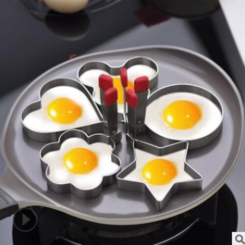 Stainless Steel 5 Style Fried Egg Pancake Shaper Omelette Mold Mould Frying Egg Cooking Tools Kitchen Accessories Gadget Rings