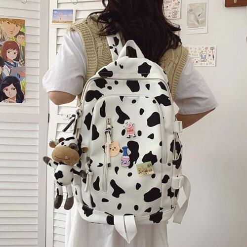 New Fashion Adorable Cow Printed Girl School Backpack Cute Preppy Teenager Zebra Shoulder Backpack