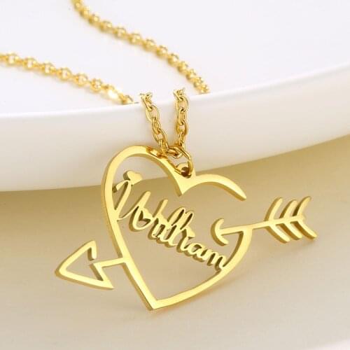 Personalized Name Necklace for Women Girls Custom Name with Heart Nameplate Choker Necklaces Pendants Stainless Steel Jewellry