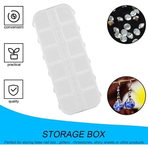 Transparent 12 Grids Plastic Storage Case Box Multi-Function Organizer Holder For Jewelry Pill Nail Art Drug Ring