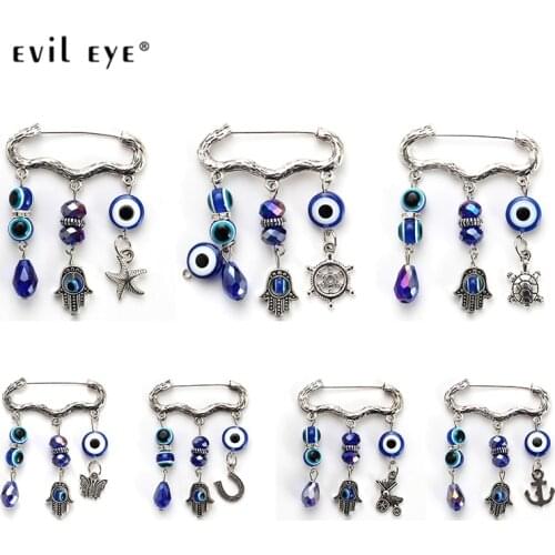 Evil Eye Brooch Pins Metal Silver Color elephant Butterfly Animal Evil Eye Pendant Jewelry Accessory gifts for women men EY4848