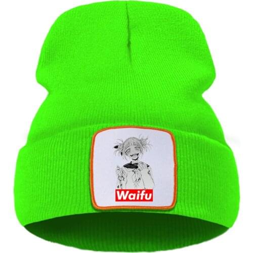 Waifu Funny Cute Girl Print Solid Color Winter Cap Street Fashion Warm Beanie Caps Simple Casual Unisex Cap Quality Comfort Hat
