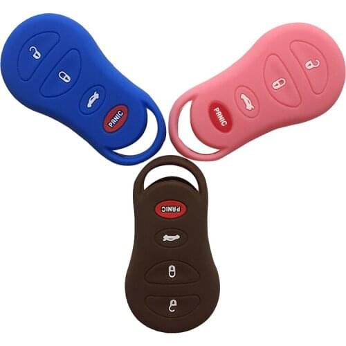 Silicone Rubber 4 Buttons Keychain Car Remote Key Cover Case for Jeep Liberty Cherokee Dodge Neon Stratus Chrysler Key Cover Set