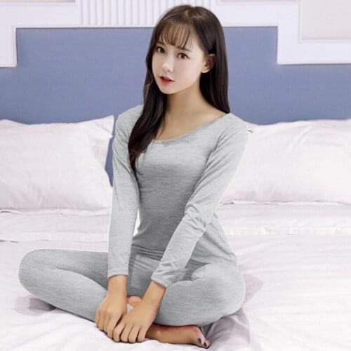 Sexy Lingerie Thermal Underwear Sets for Women 2019 Autumn Long Sleeve Thick Warm Sleepwear Suit Body Shaper Long Johns Bodysuit