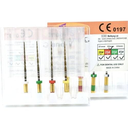 4 Pcs Dental Instrument Endo Rotary Files Wave One Gold For Root Canal Preparation Engine Use Niti Gold Dentist Tool