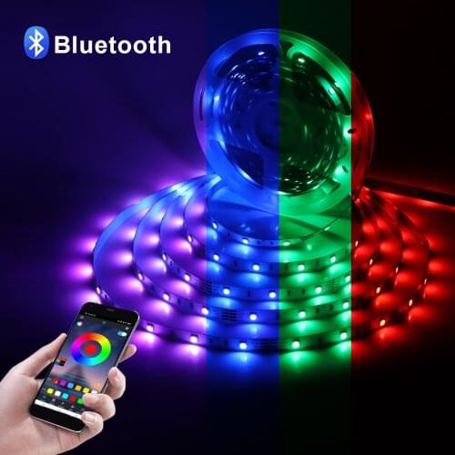 Bluetooth LED Strip Lights 5M 10M 15M RGB 5050 SMD Flexible Ribbon Tape Diode DC 12V Bluetooth Control For Smart Home TV Party