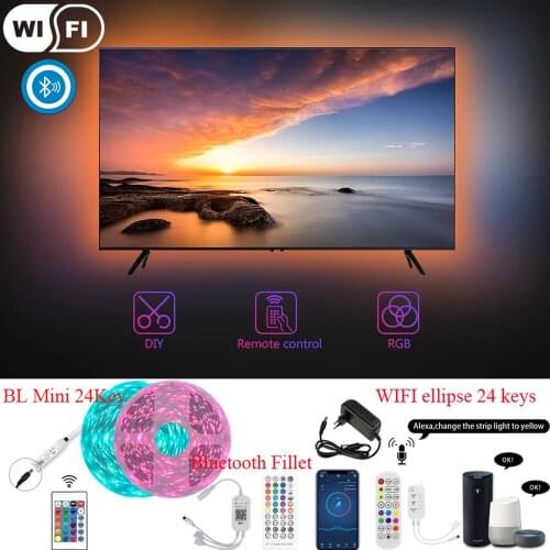 PIRTSDEL LED Strips Lights Bluetooth Luces Led RGB 5050 SMD Flexible Tape Diode 5M 10M 15M DC 24V Reaptermote Control+Adapter