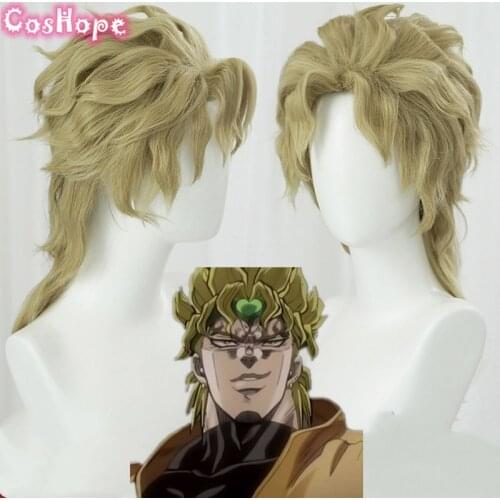 Dio Brando Cosplay Jojo Bizarre Adventure Cosplay Men Short Golden Wig Cosplay Anime Cosplay Wig Heat Resistant Synthetic Wigs
