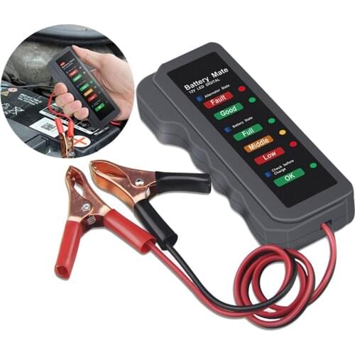 Car Battery Tester 12V 6 LED Light Auto Digital Alternator Charging Tester for Car Motorcycle Auto Diagnostic Tool