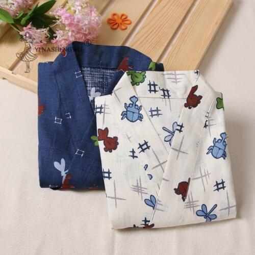 Japanese Traditional Clothing for Kid Boy Asian Infant Yukata Insect Printed Kimono Cotton Soft Short Pants Set Children Pajamas