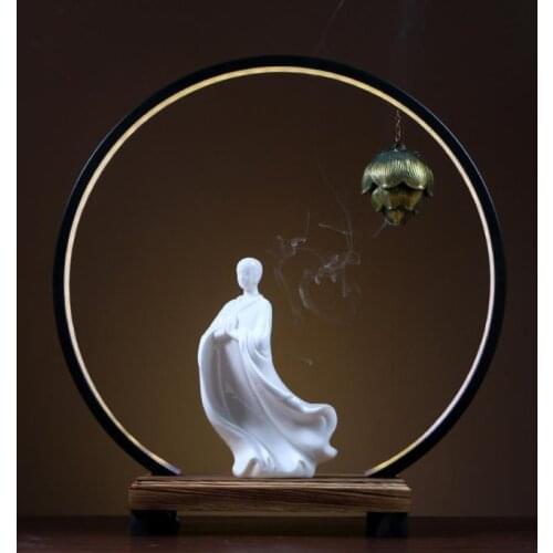 Creative Lamp Ring Zen Backflow Incense Burner Bergamot Office Living Room Home Porch Desktop Ornaments Aromatherapy Censer