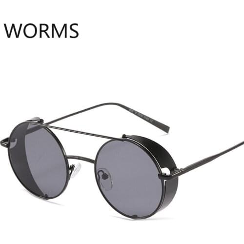 Punk windproof Sunglasses personalized round colorful Sunglasses mens and womens Retro Metal sunshade glasses luxury