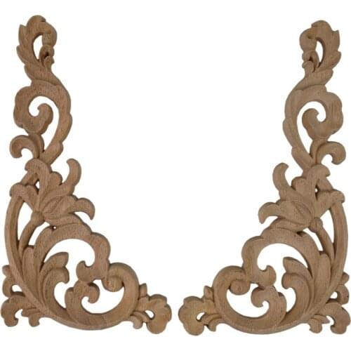 Vintage Wood Carved Corner Onlay Applique Classic Furniture Wood Carving Craft Home Decoration Accessories Miniature Figurines
