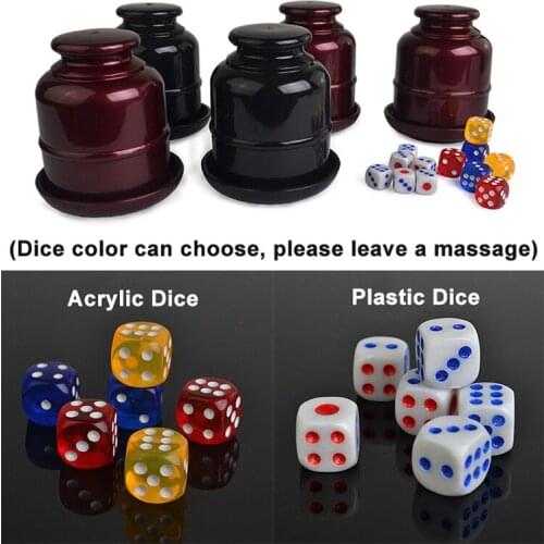High-grade Plastic Colorful With Tray Bright Gambling Casino KTV Bar Plastic Dice Cup With 6pcs #13 White Dice