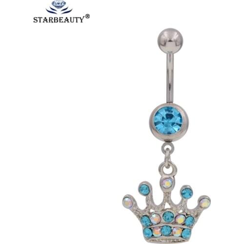 Bikini Accessories Austria CZ Crown 316L Surgical Steel Belly Button Rings,Belly Piercing Navel Nombril Ombligo, Wedding Gift